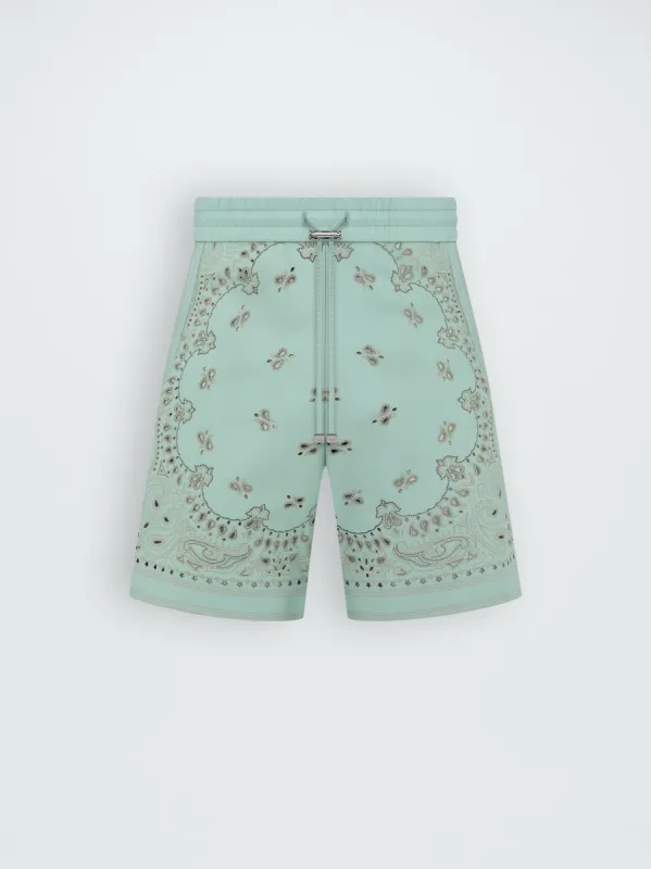 LEATHER BANDANA SHORT - MINT sold by AMIRI
