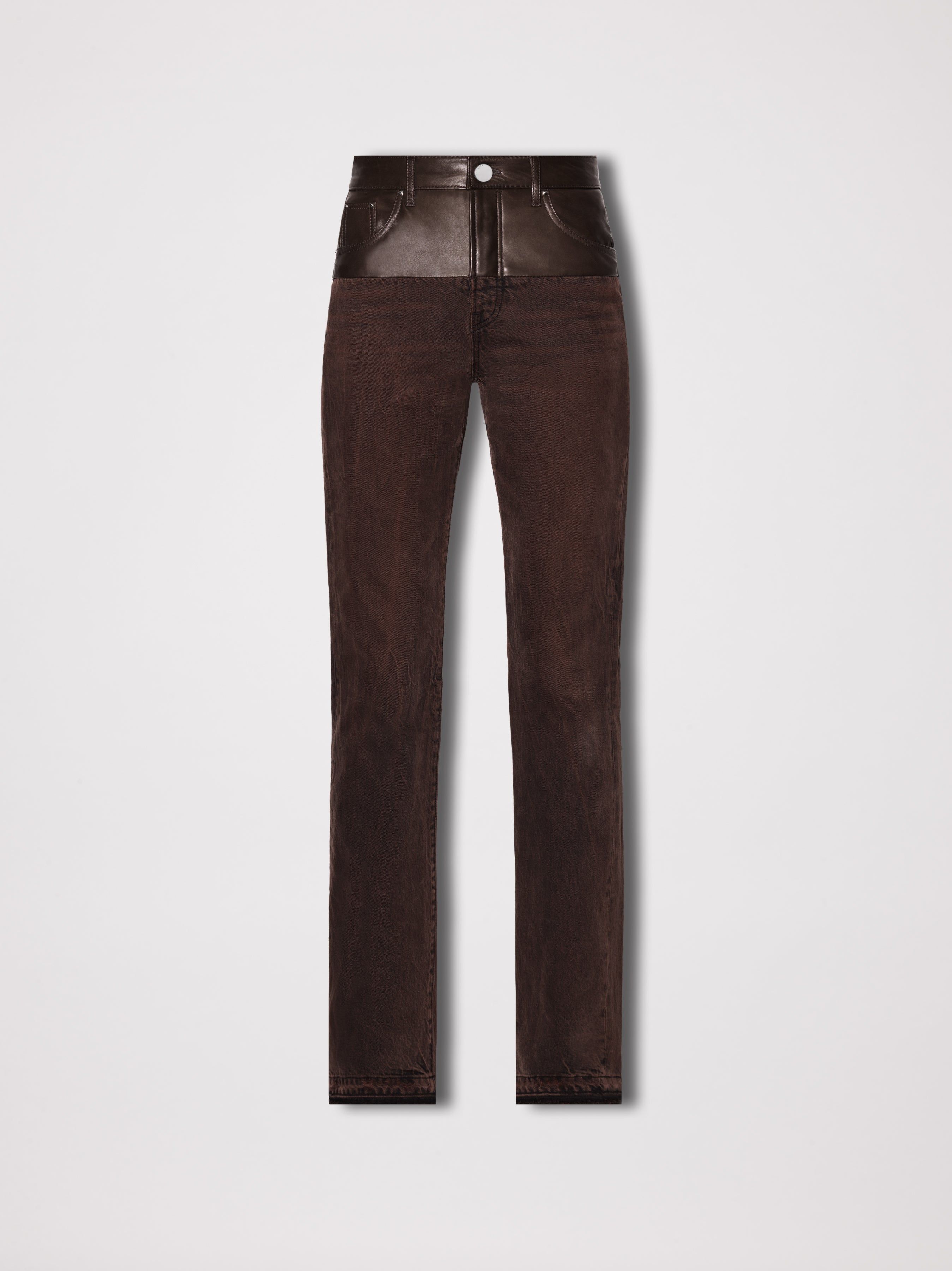 WOMEN - LEATHER HYBRID BOOTLEG JEAN - BROWN sold by AMIRI product image thumbnail 2