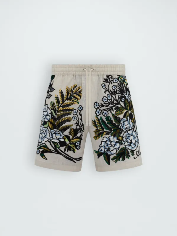 EMBRODIERED FLORAL SHORT - ALABASTER sold by AMIRI