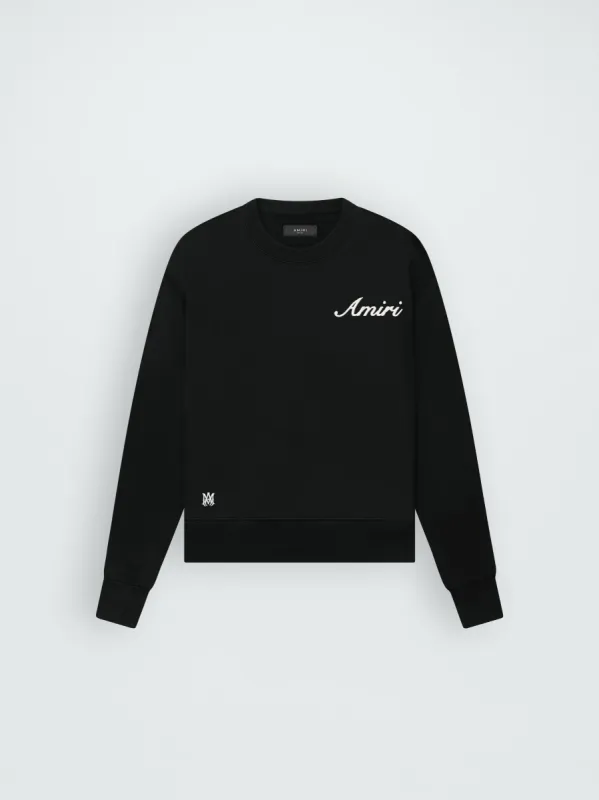 SCRIPT LOGO CREW - BLACK made by AMIRI