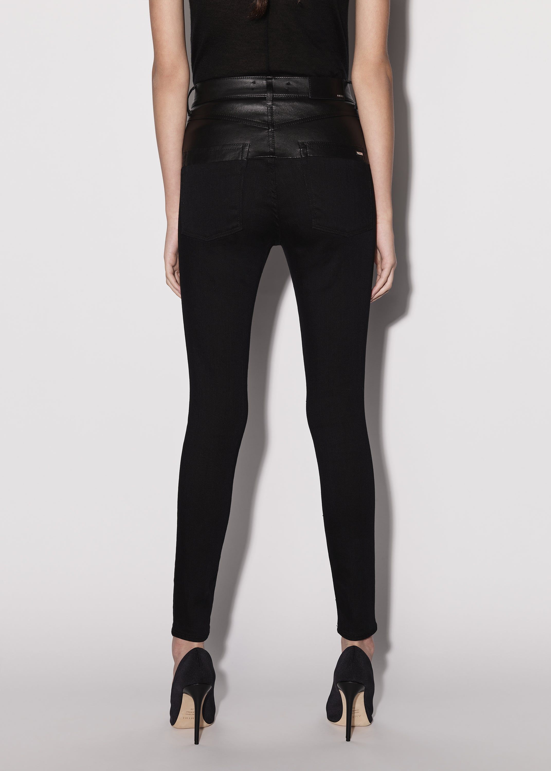 WOMEN - LEATHER CONTRAST SKINNY JEAN - BLACK sold by AMIRI product image thumbnail 5