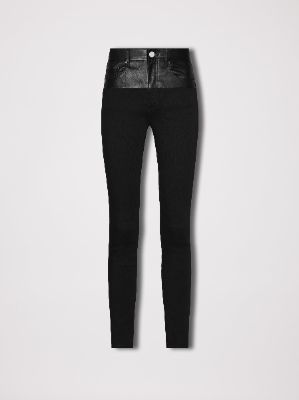 WOMEN - LEATHER CONTRAST SKINNY JEAN - BLACK made by AMIRI