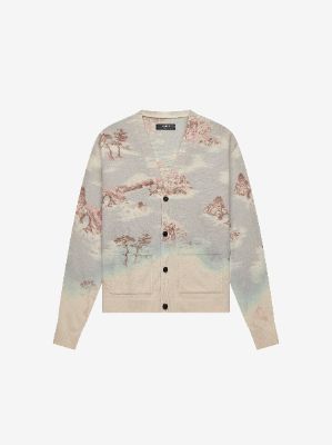 BLEACHED PRINT ALOHA CARDIGAN - CYAN made by AMIRI