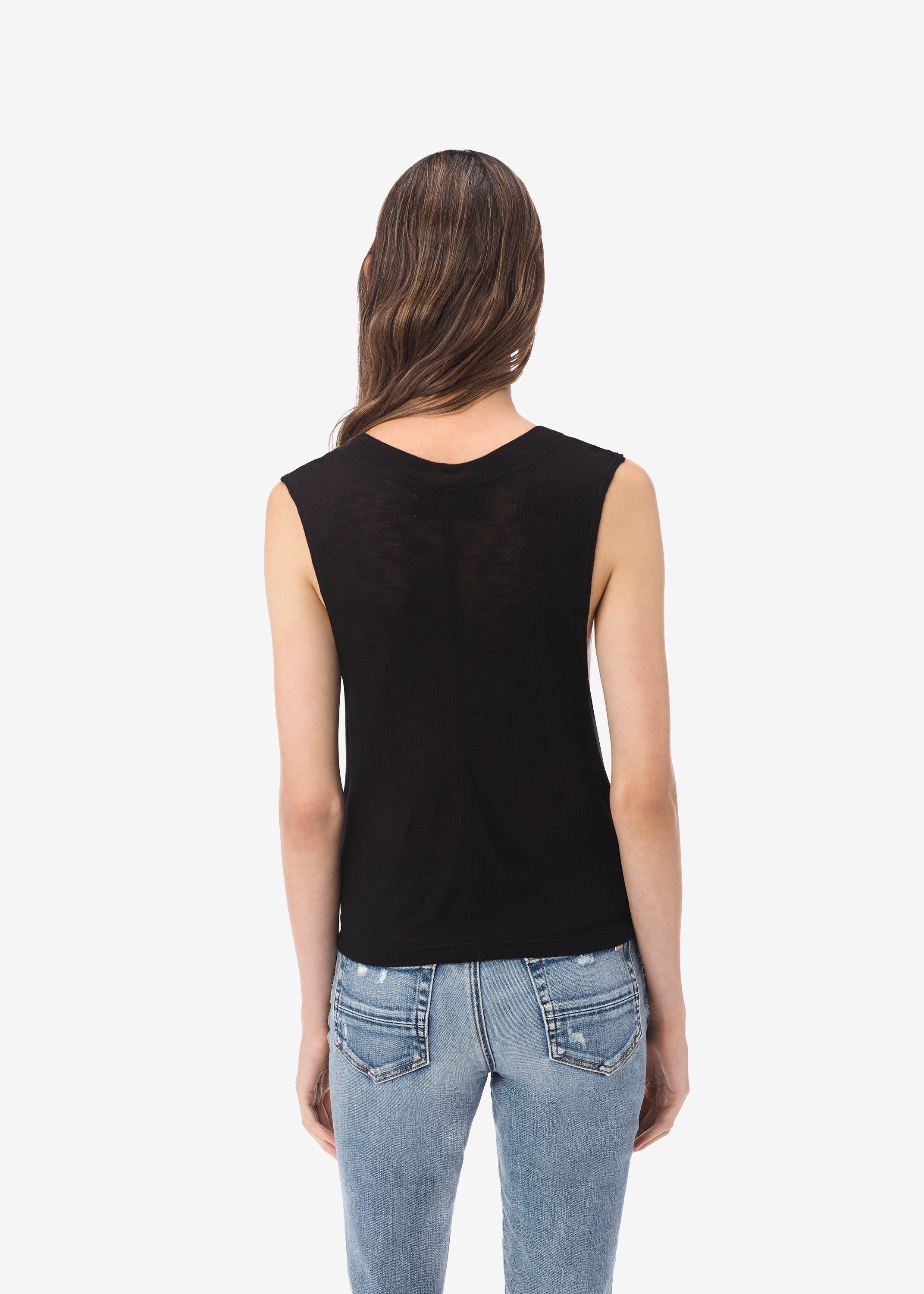 WOMEN - RIBBED CROP MUSCLE JERSEY TANK - BLACK sold by AMIRI product image thumbnail 4