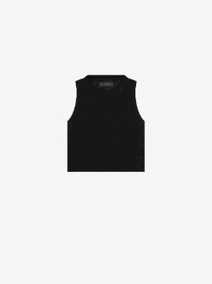 WOMEN - RIBBED CROP MUSCLE JERSEY TANK - BLACK sold by AMIRI
