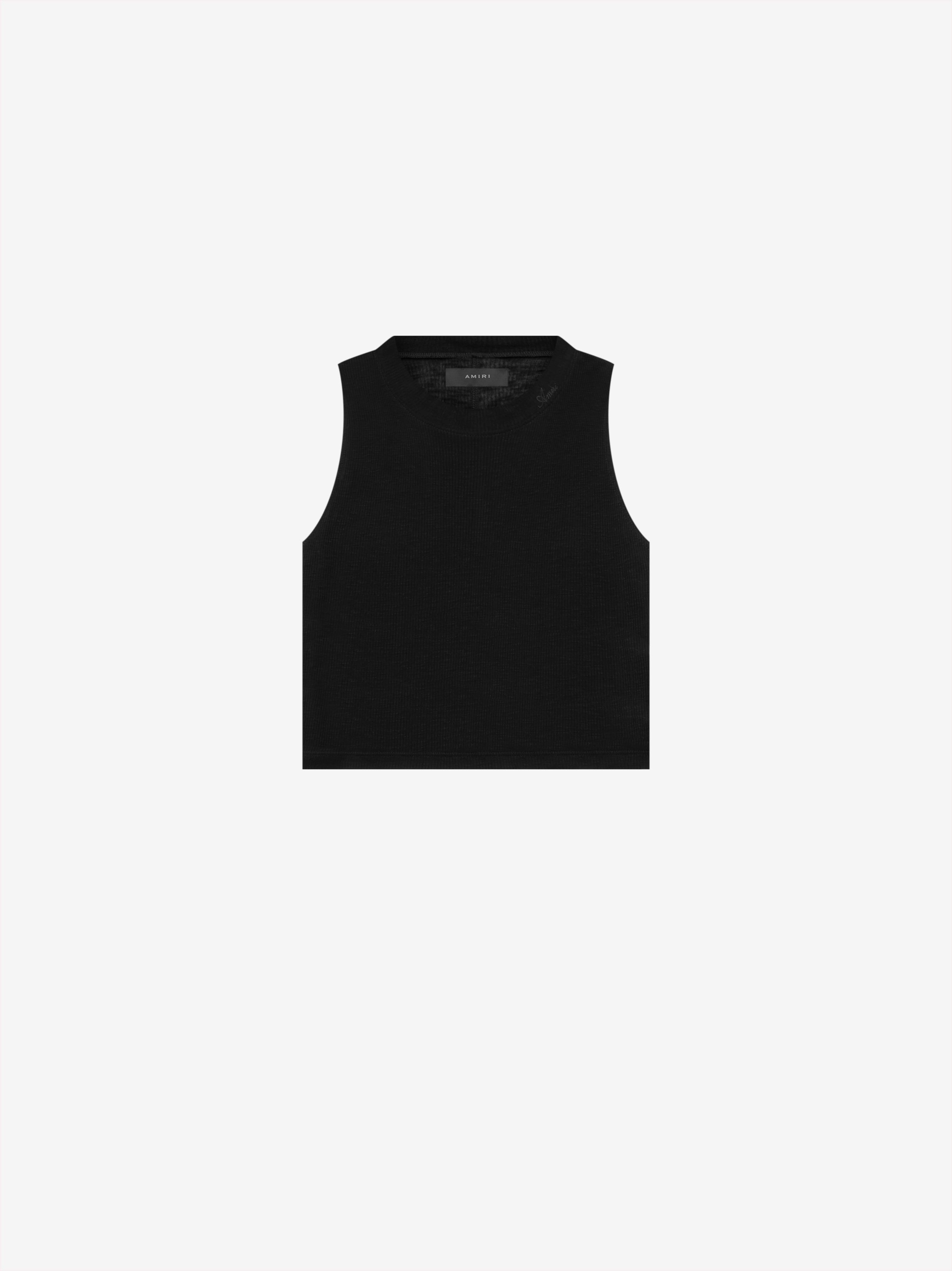 WOMEN - RIBBED CROP MUSCLE JERSEY TANK - BLACK sold by AMIRI