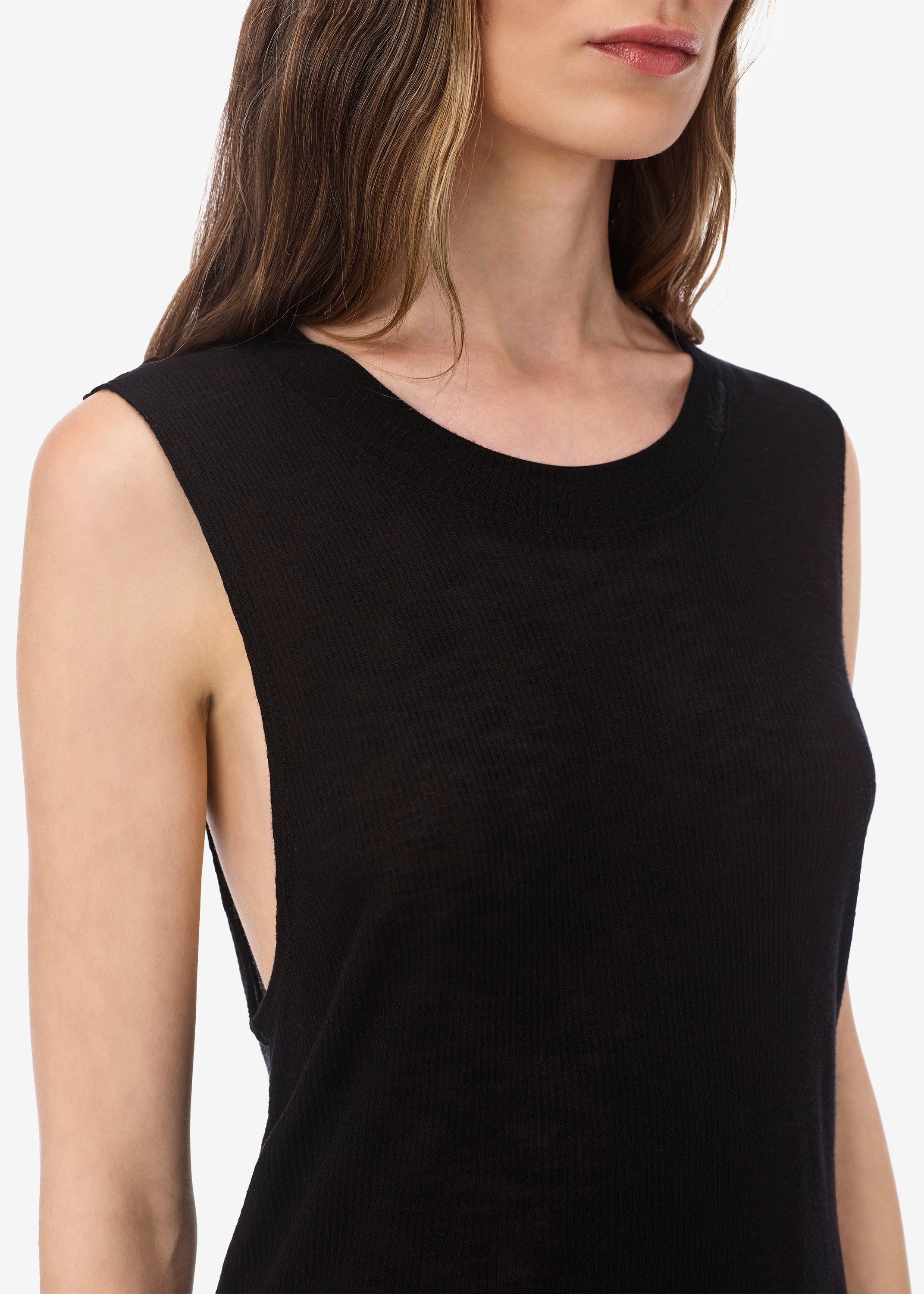 WOMEN - RIBBED CROP MUSCLE JERSEY TANK - BLACK sold by AMIRI product image thumbnail 5