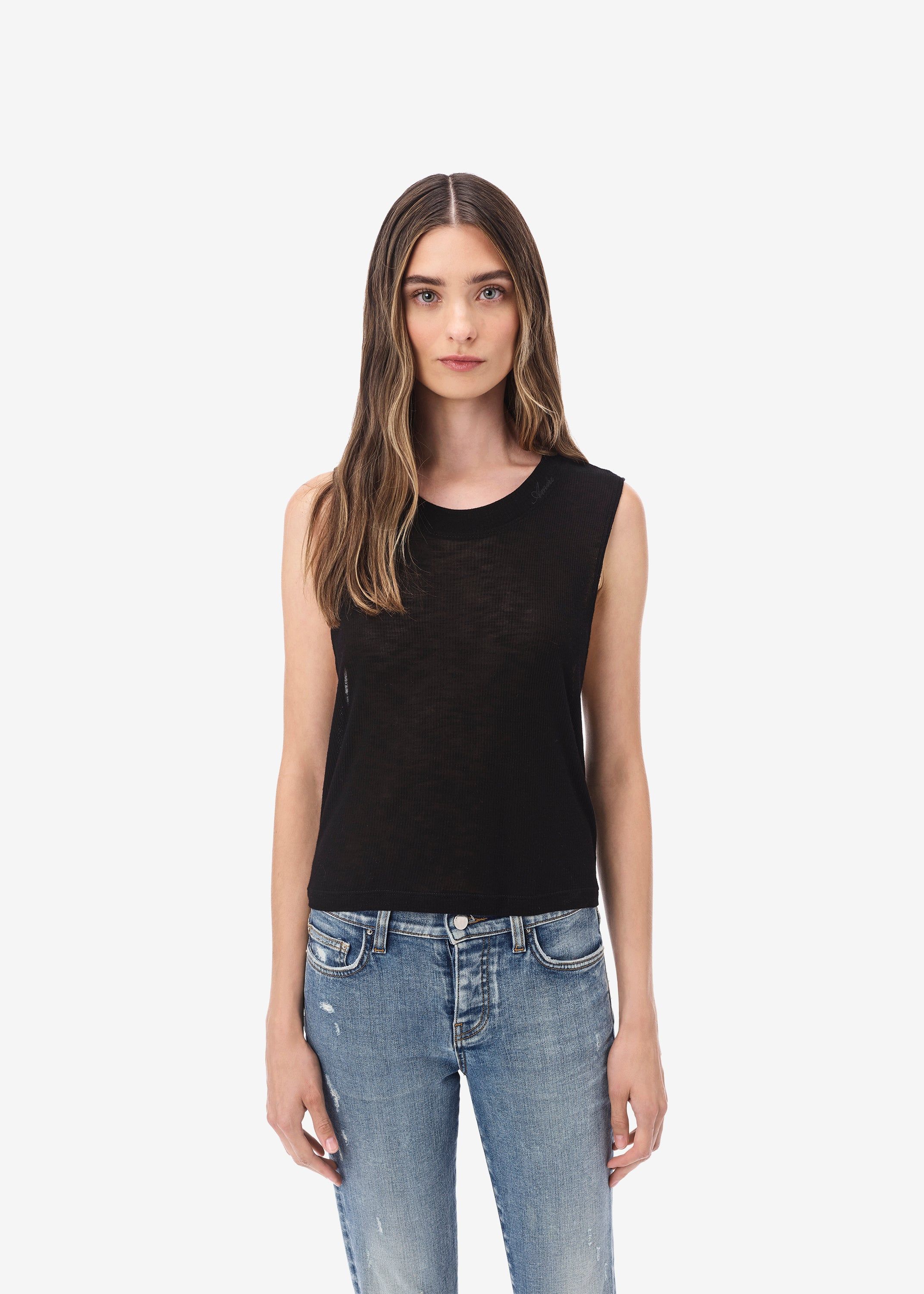 WOMEN - RIBBED CROP MUSCLE JERSEY TANK - BLACK sold by AMIRI product image thumbnail 2