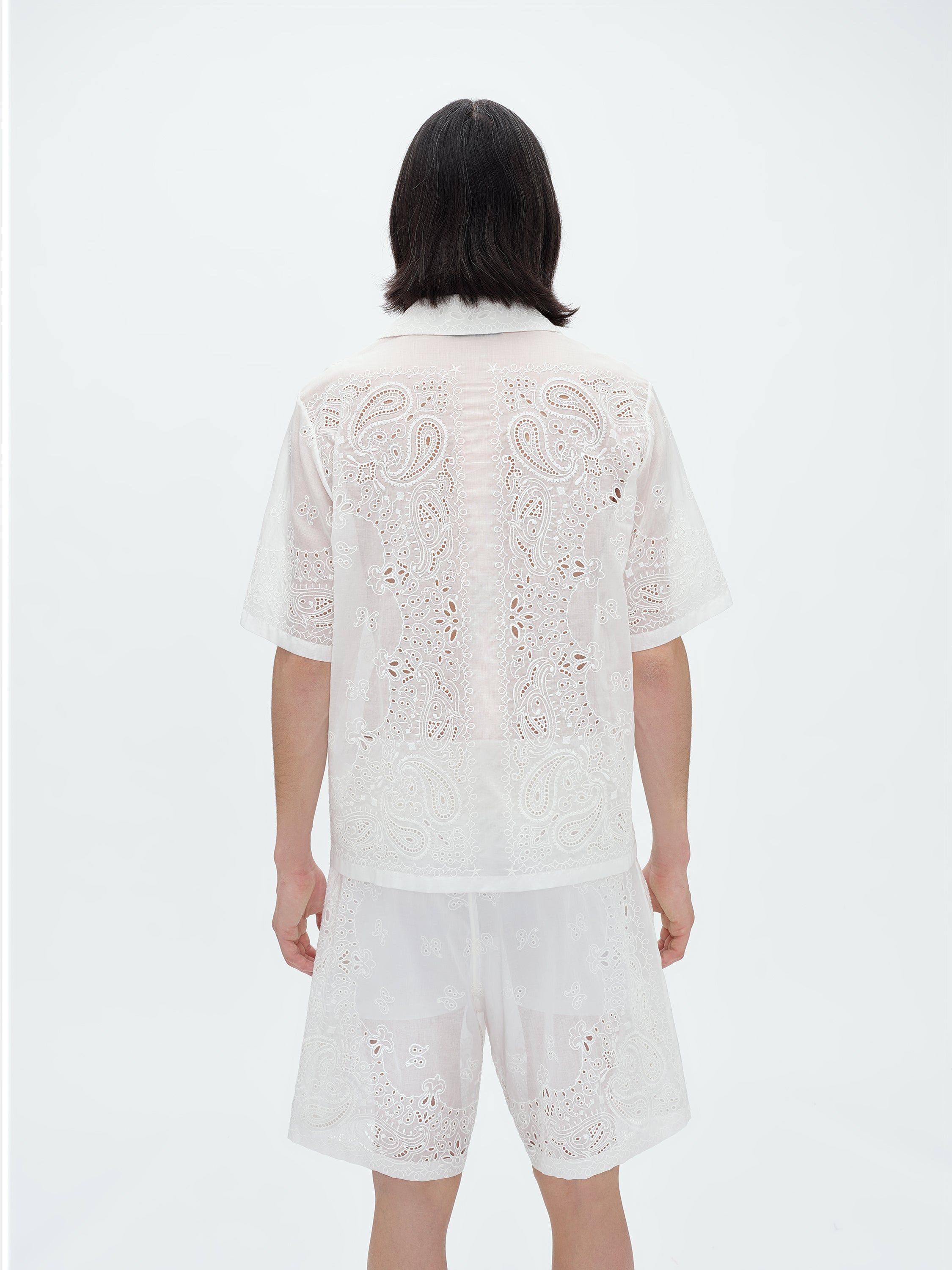 BANDANA LACE BOWLING SHIRT - WHITE sold by AMIRI product image thumbnail 4