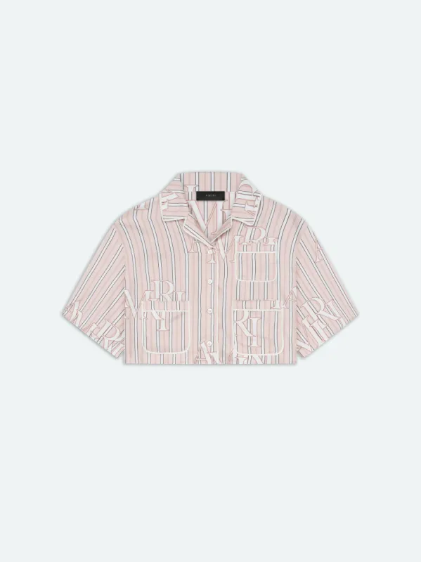 WOMEN - AMIRI STAGGERED STRIPE SHIRT - Cream Tan sold by AMIRI