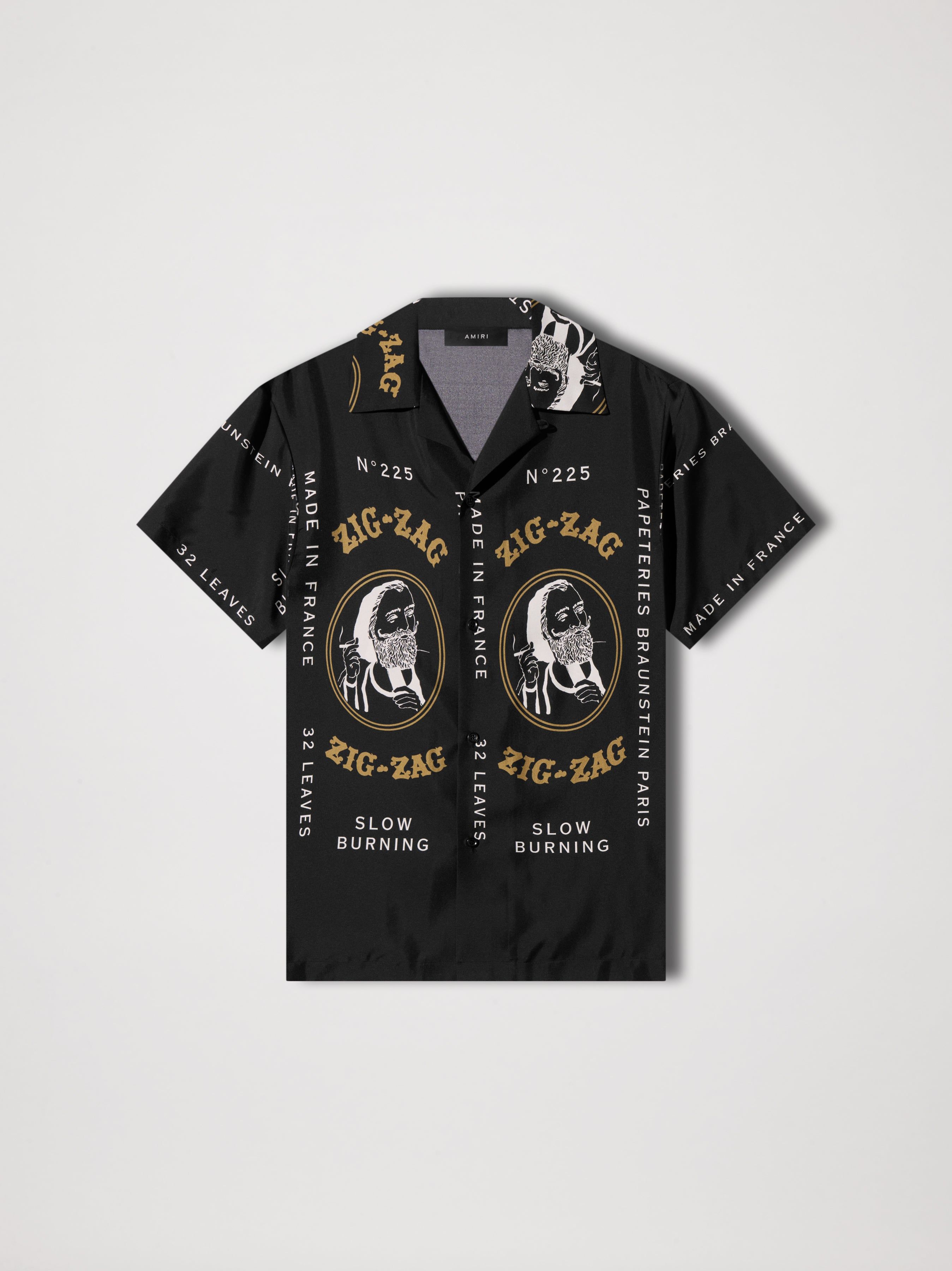 ZIG-ZAG SILK SHIRT - BLACK sold by AMIRI