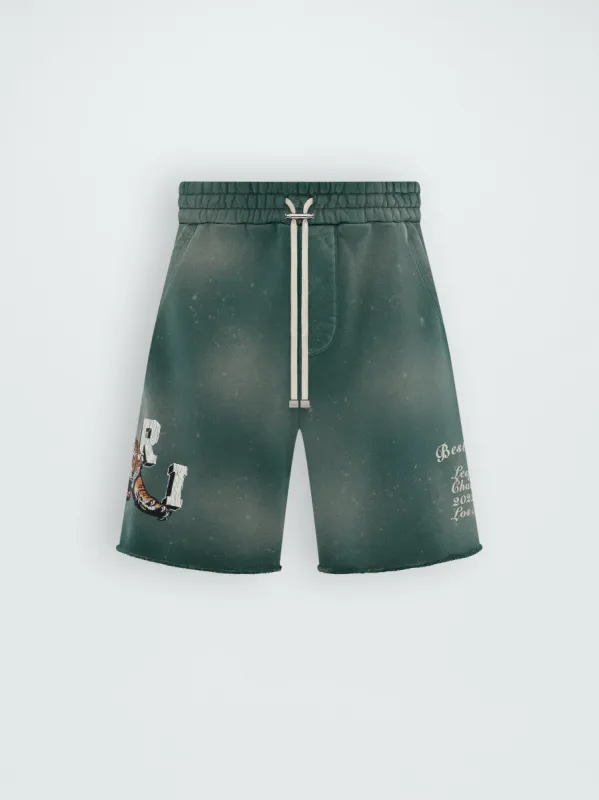VINTAGE TIGER SWEATSHORT - GREEN made by AMIRI