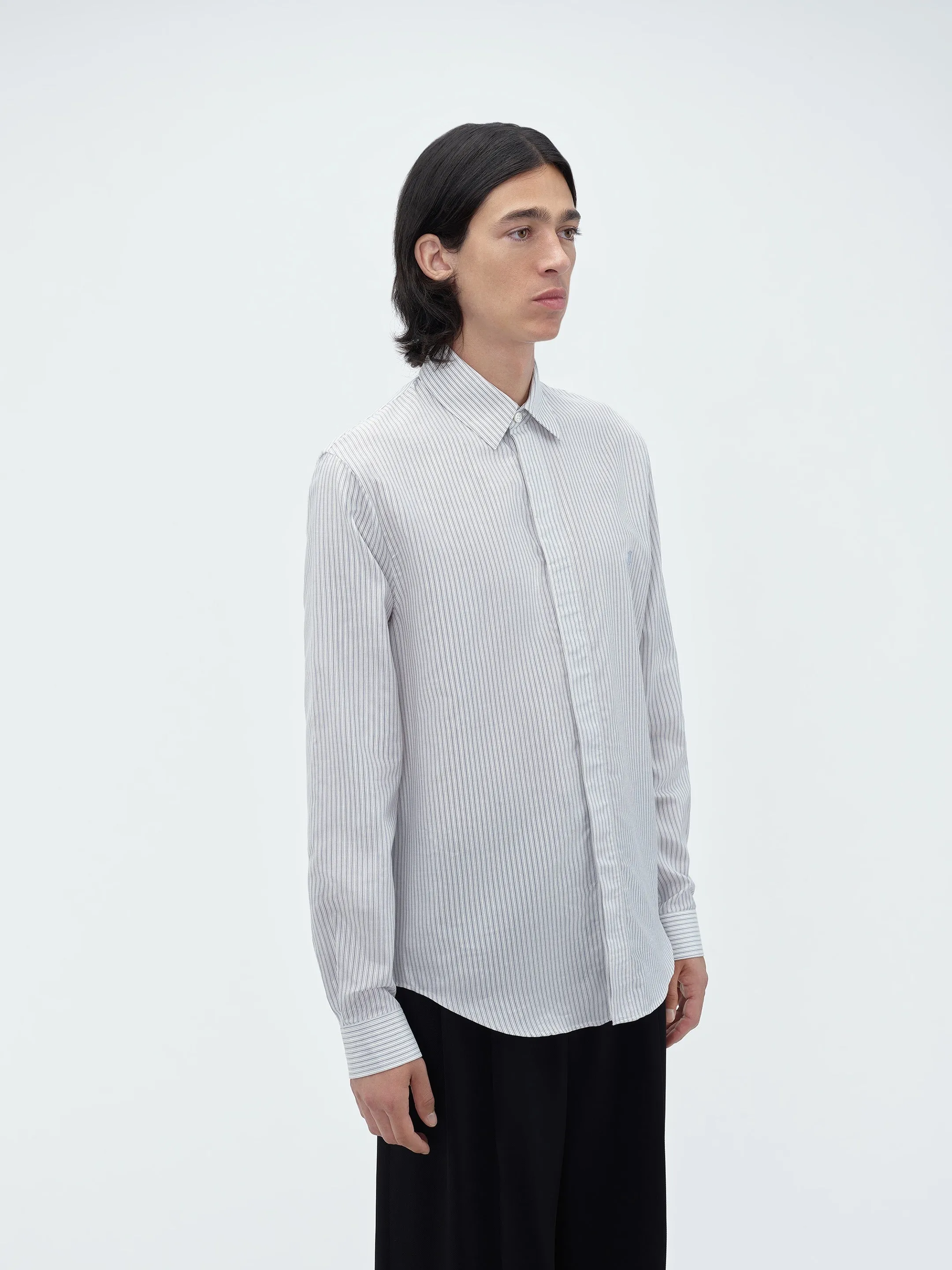 CROWDED STRIPE POPLIN SHIRT - Grey sold by AMIRI product image thumbnail 4