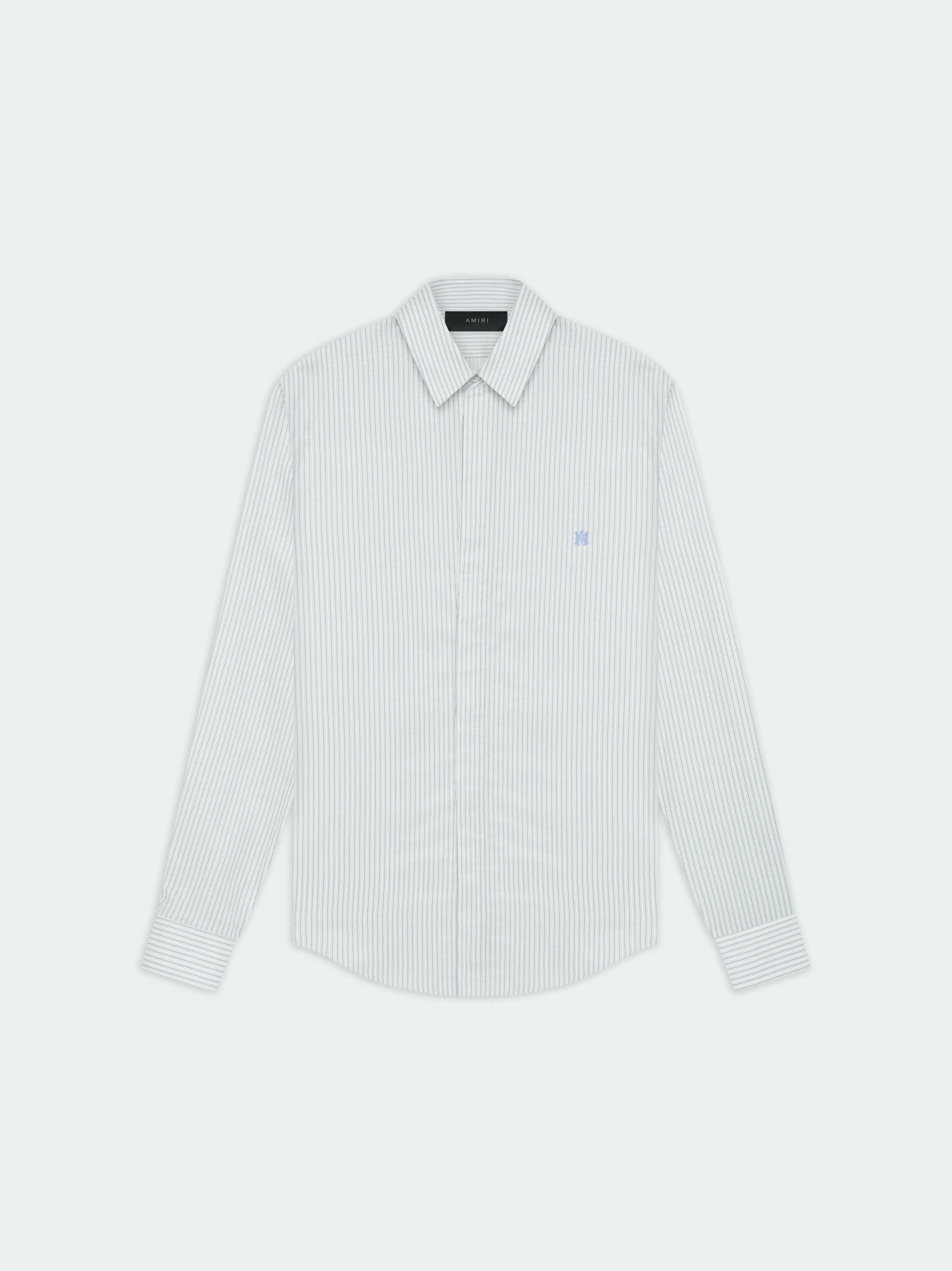 CROWDED STRIPE POPLIN SHIRT - Grey sold by AMIRI