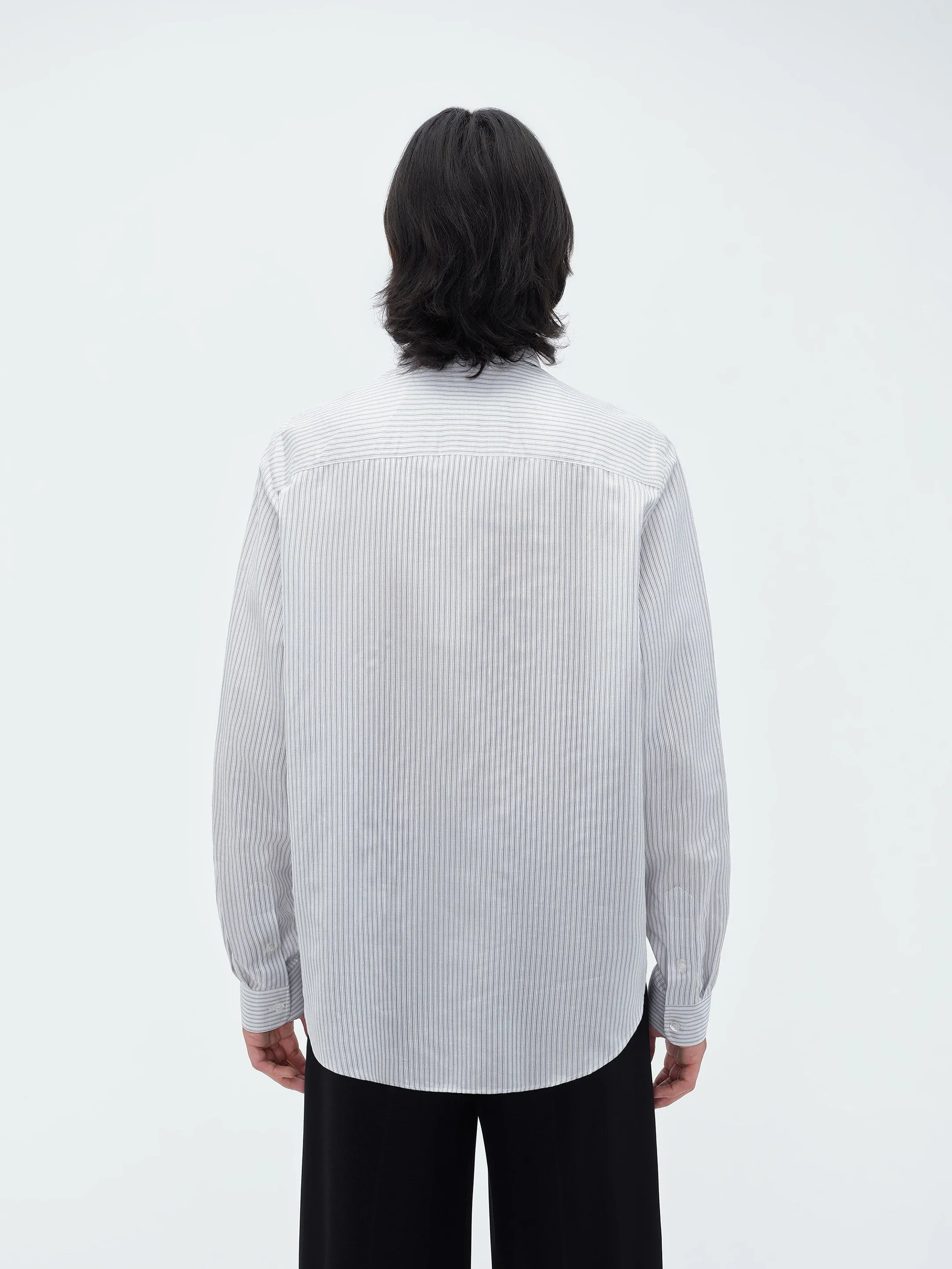 CROWDED STRIPE POPLIN SHIRT - Grey sold by AMIRI product image thumbnail 5