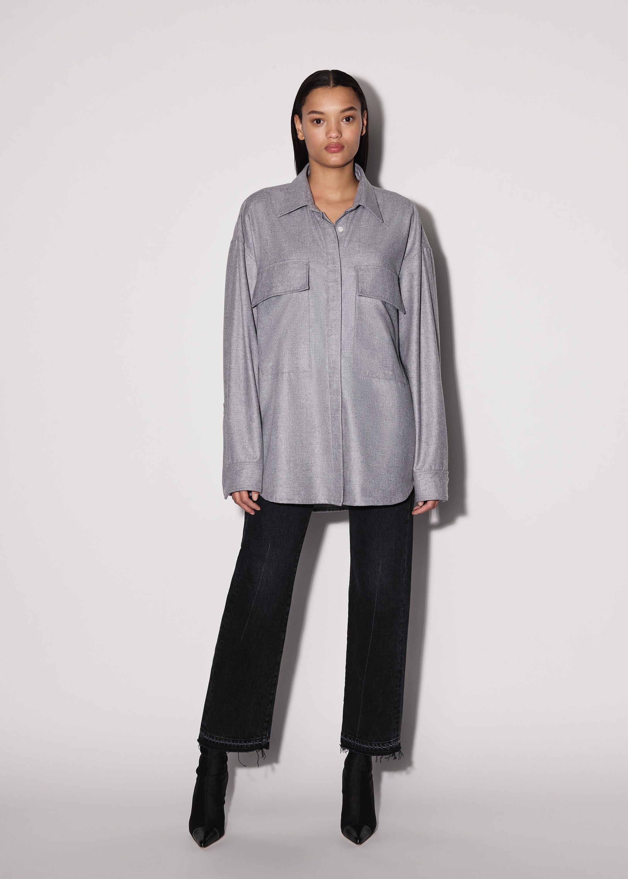 WOMEN - CASHMERE WORKWEAR SHIRT - HEATHER GREY sold by AMIRI product image thumbnail 2
