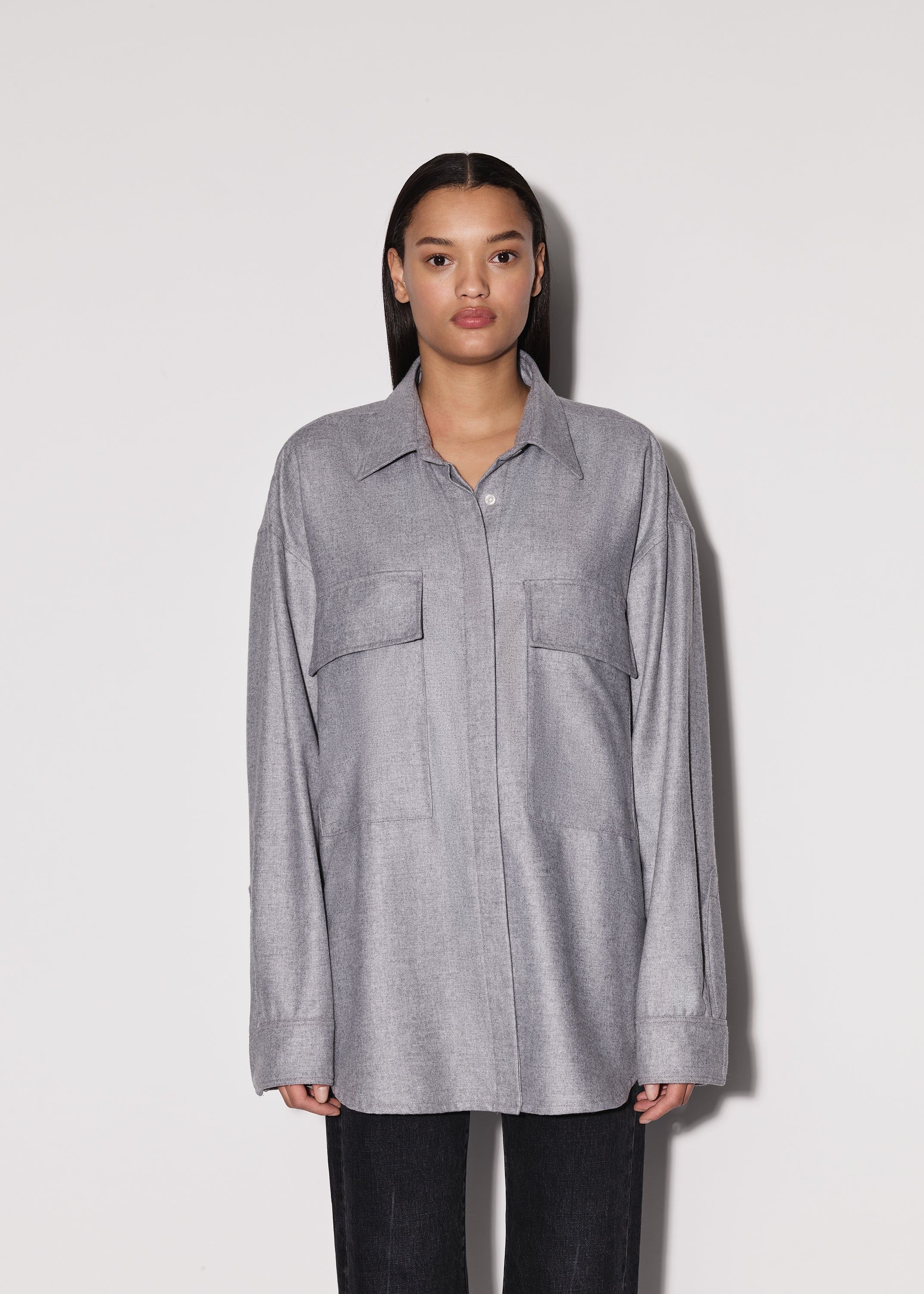 WOMEN - CASHMERE WORKWEAR SHIRT - HEATHER GREY sold by AMIRI product image thumbnail 3
