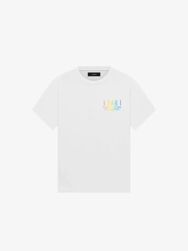 EXCLUSIVE AMIRI BEVERLY HILLS TEE - WHITE / RAINBOW sold by AMIRI