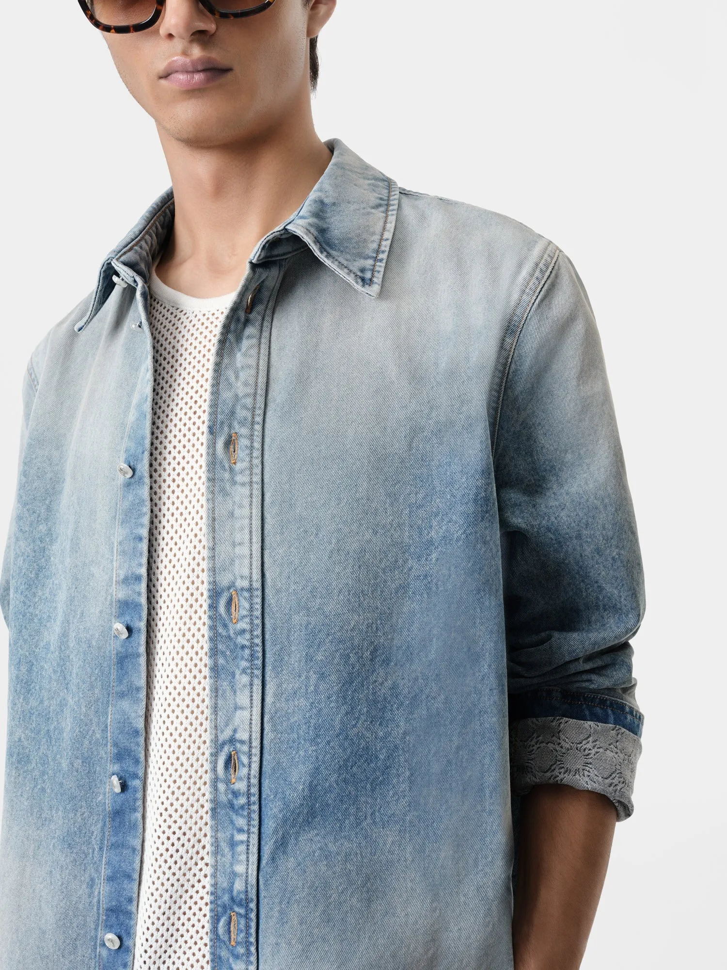 MA QUAD INTERIOR LONG SLEEVE SHIRT - Antique Indigo sold by AMIRI product image thumbnail 5