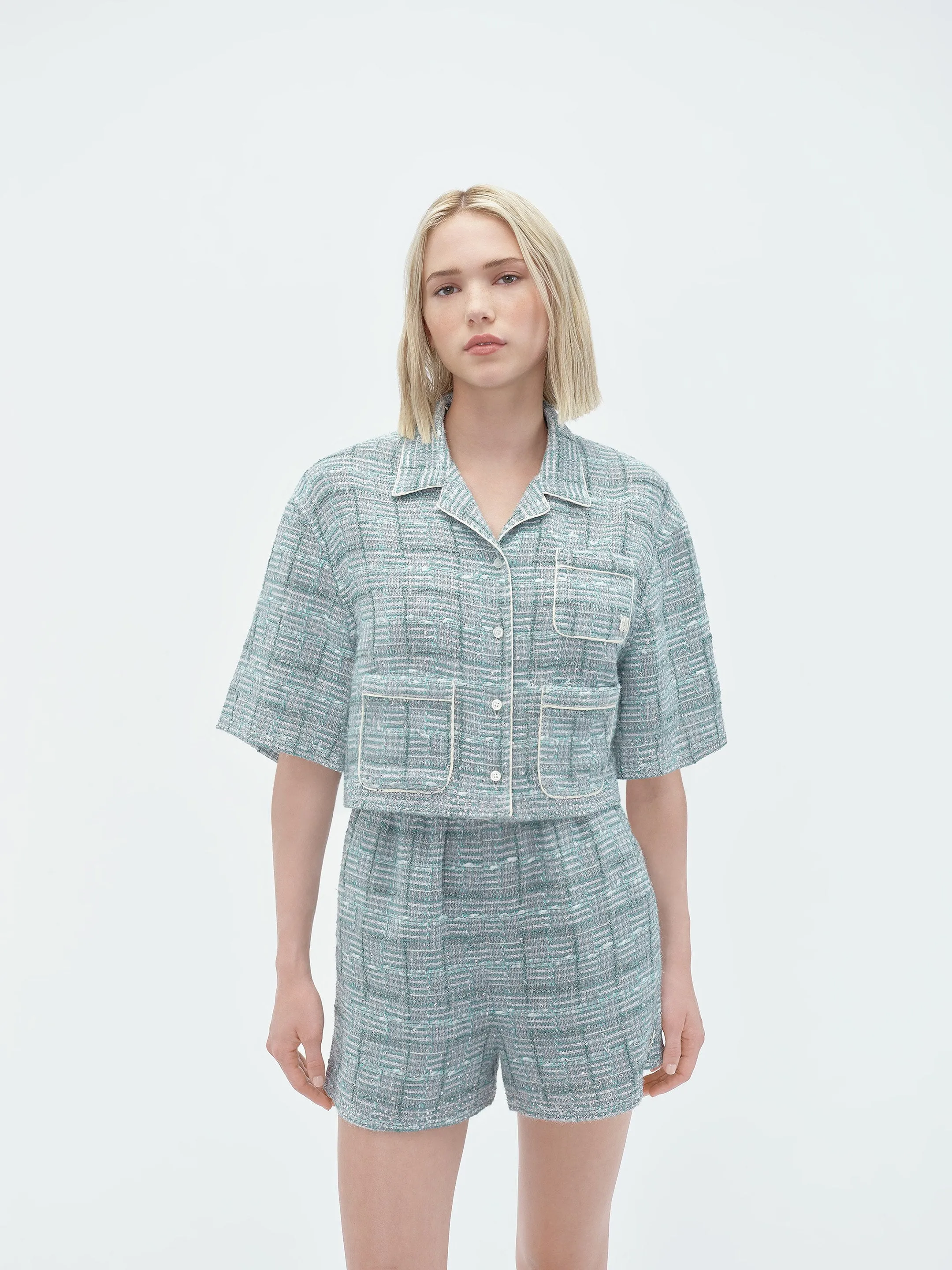 WOMEN - CRYSTAL BOUCLE SHIRT - Green sold by AMIRI product image thumbnail 3