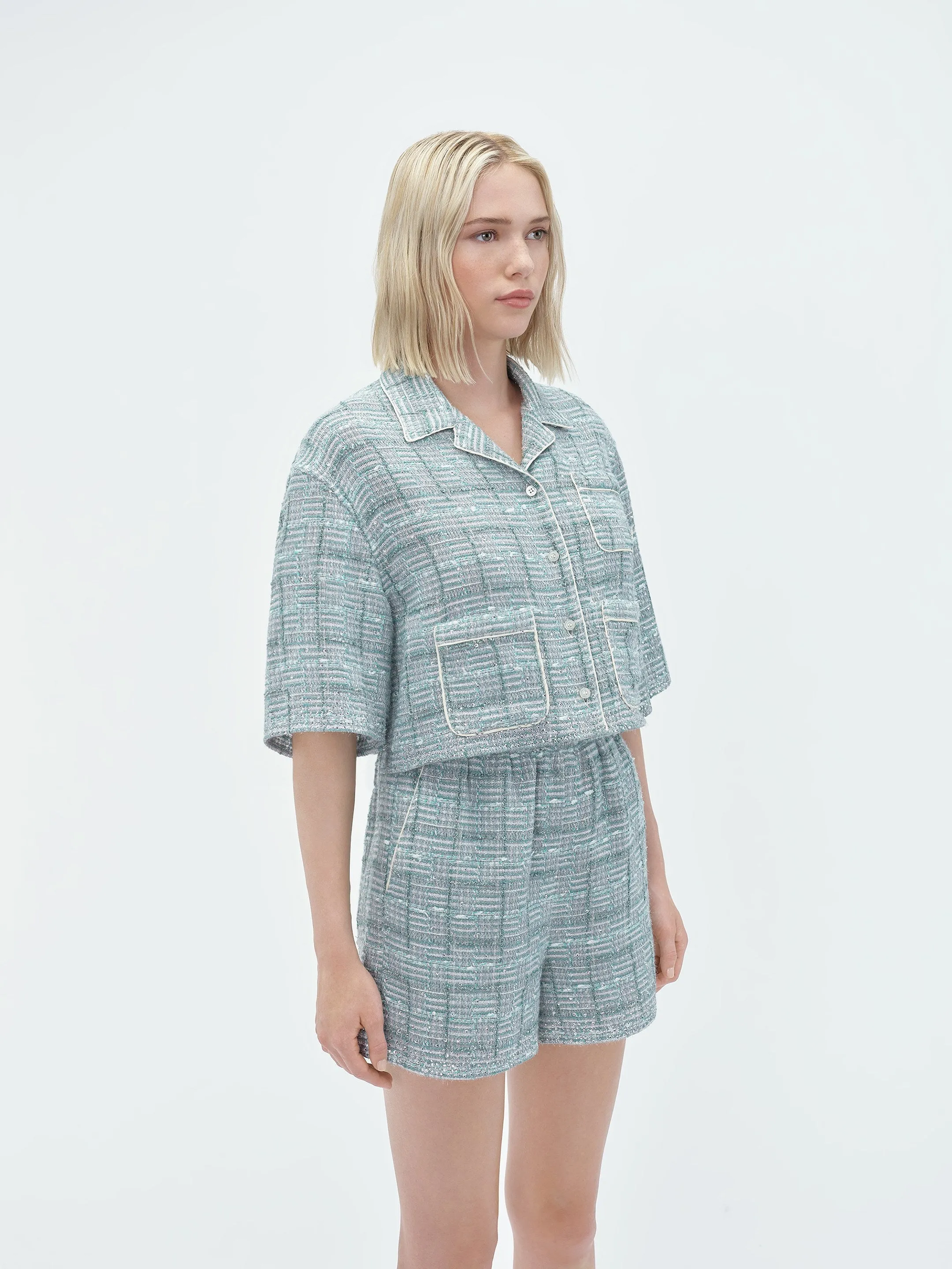 WOMEN - CRYSTAL BOUCLE SHIRT - Green sold by AMIRI product image thumbnail 4