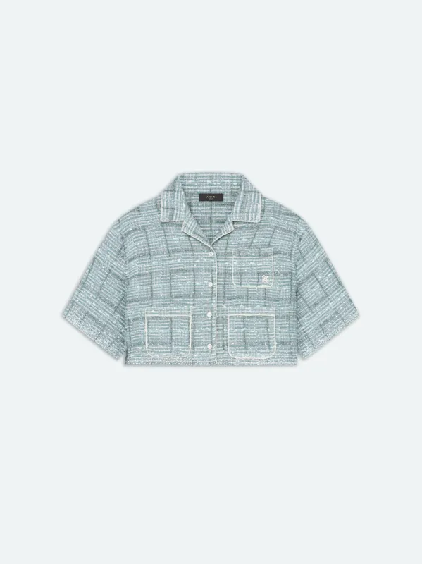 WOMEN - CRYSTAL BOUCLE SHIRT - Green sold by AMIRI