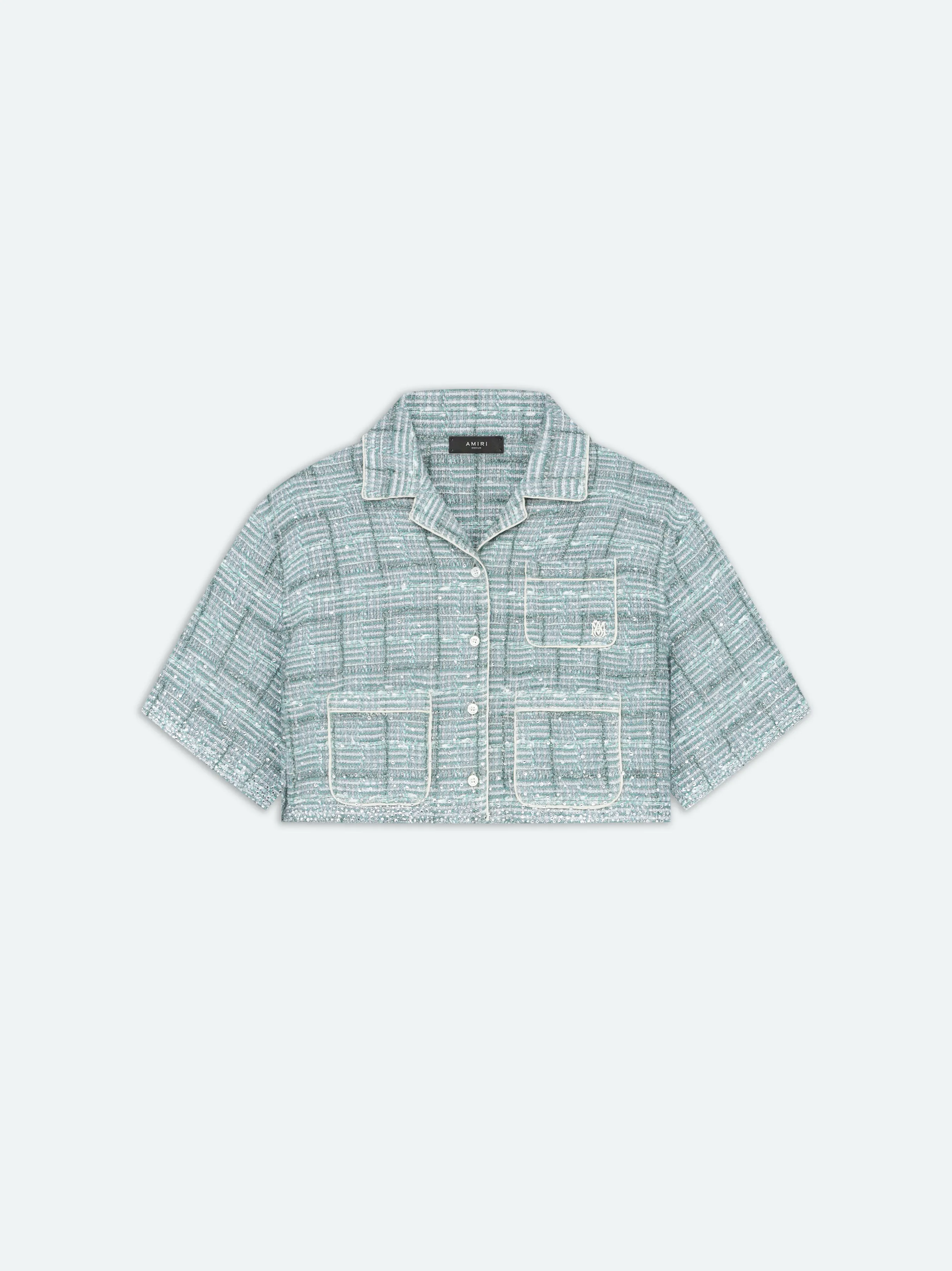 WOMEN - CRYSTAL BOUCLE SHIRT - Green sold by AMIRI