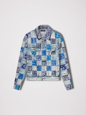 BANDANA CHECK TRUCKER JACKET - CLAY INDIGO / BLUE sold by AMIRI