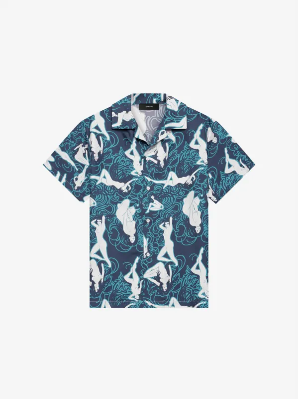 SHORT SLEEVE FEMALE FIGURE SHIRT - BLUE sold by AMIRI