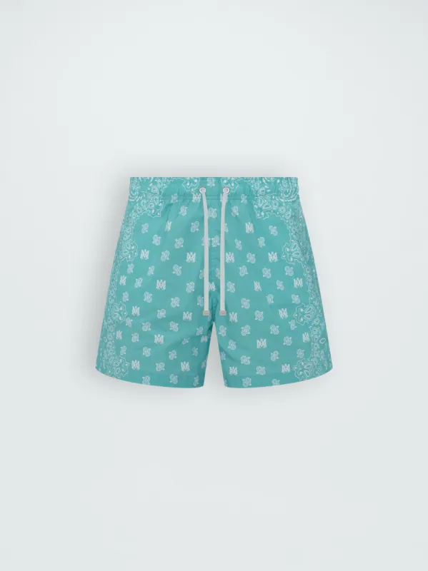 BANDANA PAISLEY SWIM TRUNK - AQUA sold by AMIRI