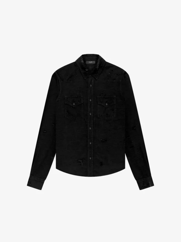 EXCLUSIVE LUREX DENIM SHIRT - BLACK sold by AMIRI