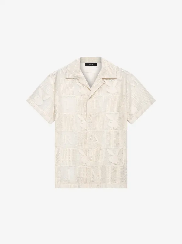 PLAYBOY CHECKERED POLO - ALABASTER sold by AMIRI