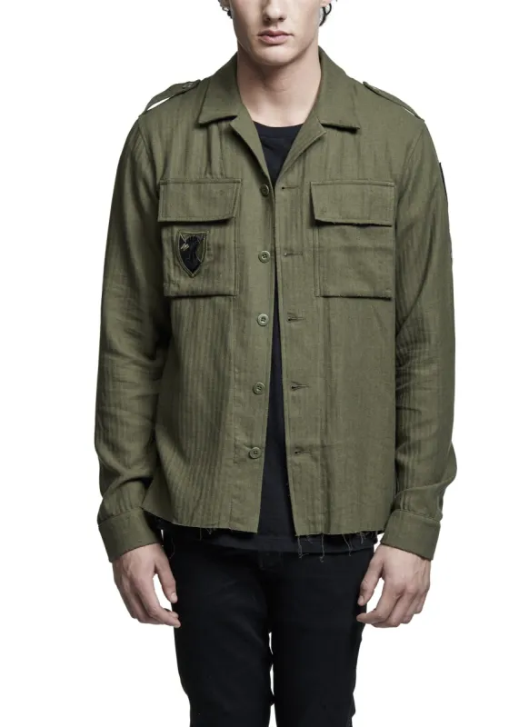 Cashmere Military Shirt Olive made by AMIRI