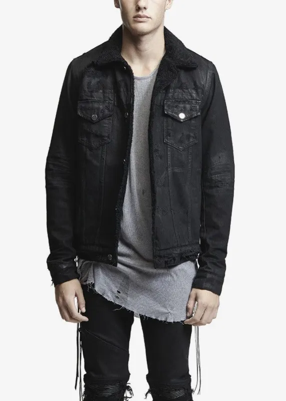 Shearling Trucker Jacket Black sold by AMIRI