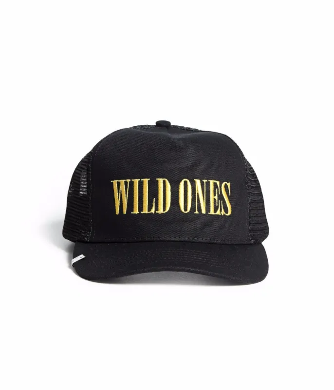 WILD ONES TRUCKER HAT BLACK/YELLOW made by AMIRI