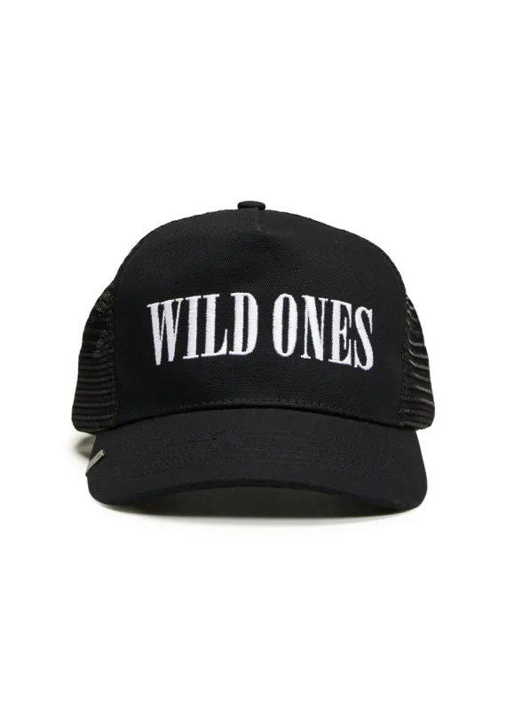 WILD ONES TRUCKER HAT BLACK/WHITE sold by AMIRI