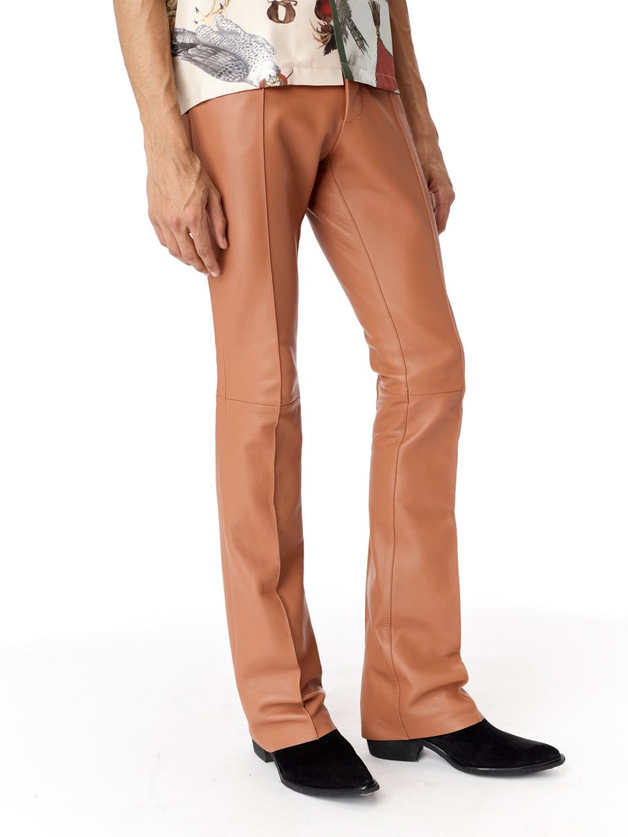 Flare Leather Pants - Roasted Red sold by AMIRI product image thumbnail 4