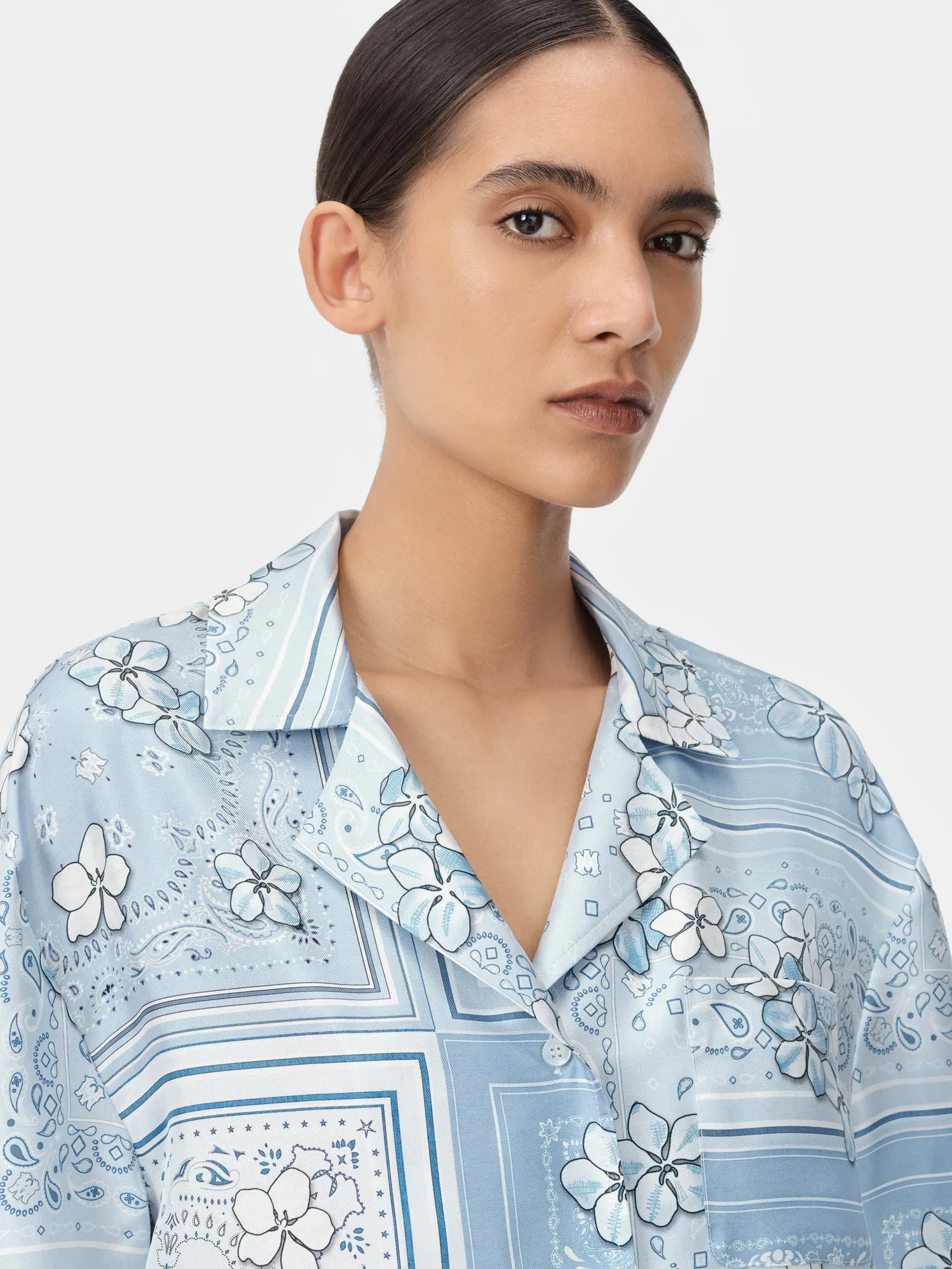 WOMEN - WOMEN'S BANDANA FLORAL PJ SHIRT - Cerulean sold by AMIRI product image thumbnail 4