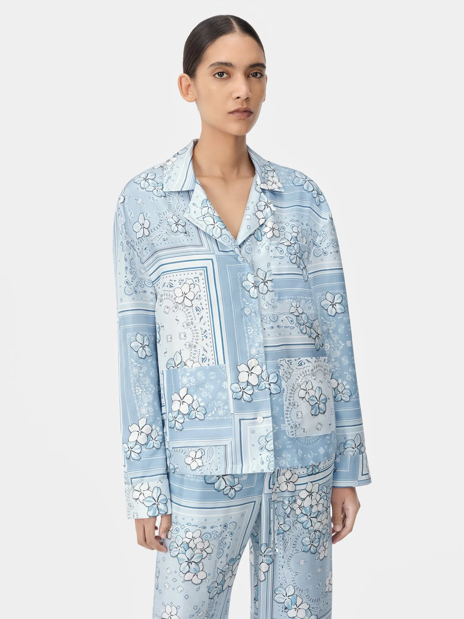 WOMEN - WOMEN'S BANDANA FLORAL PJ SHIRT - Cerulean sold by AMIRI product image thumbnail 2