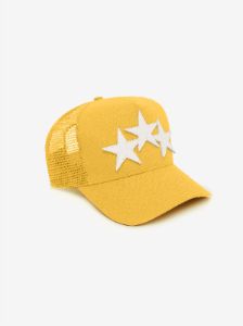 3 STAR TRUCKER HAT - YELLOW / WHITE sold by AMIRI