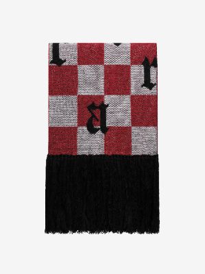 OLD ENGLISH CHECK SCARF - RED made by AMIRI