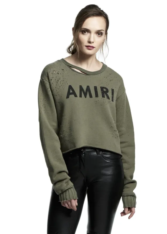 AMIRI CROPPED SHOTGUN CREW OLIVE sold by AMIRI