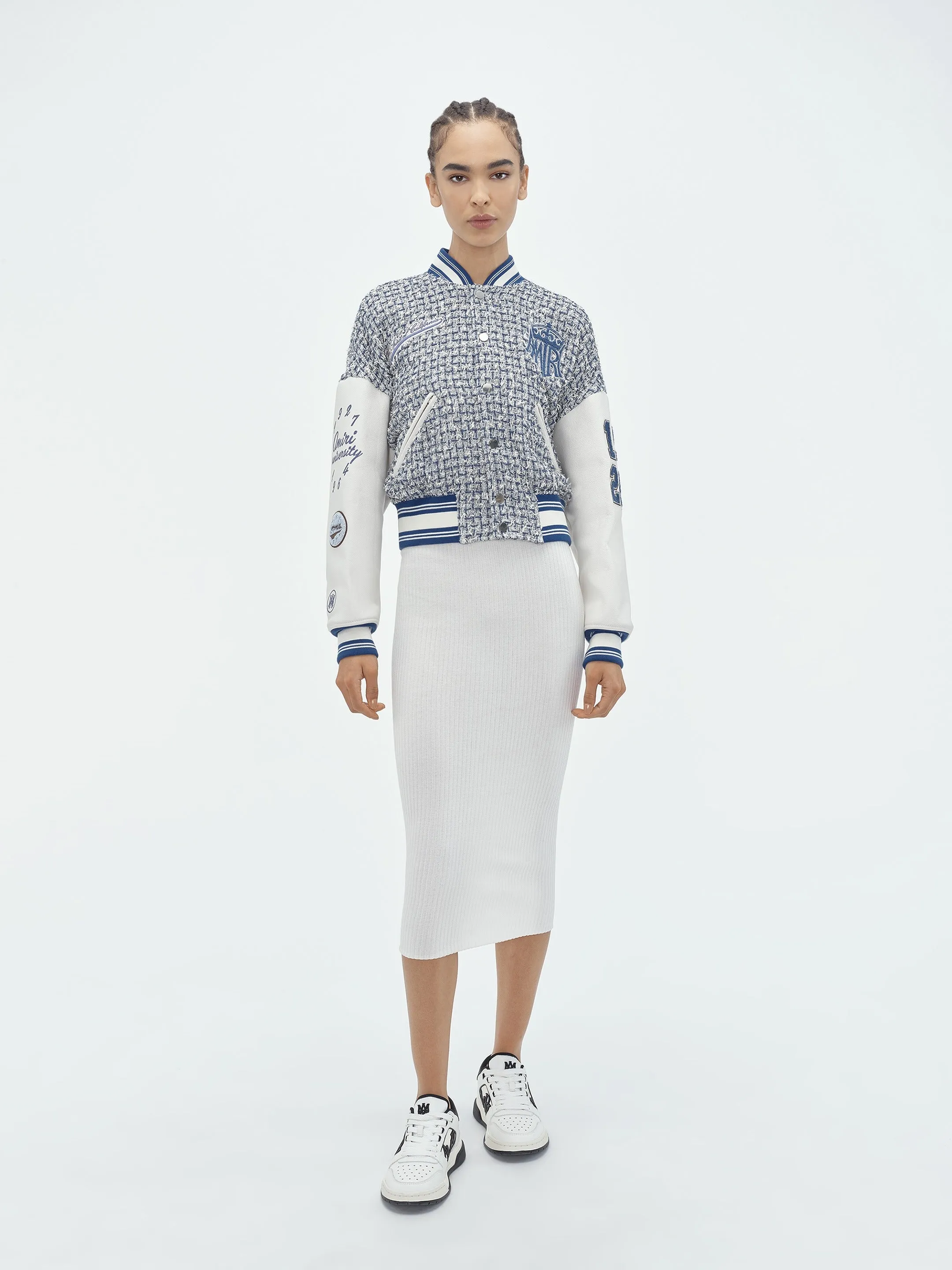 WOMEN - BOUCLE VARSITY JACKET - Ashley Blue sold by AMIRI product image thumbnail 2