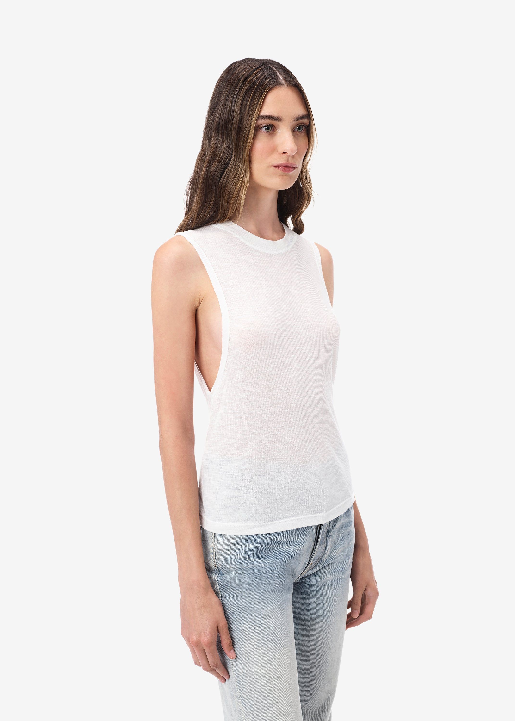 WOMEN - RIBBED CROP MUSCLE JERSEY TANK - WHITE sold by AMIRI product image thumbnail 3