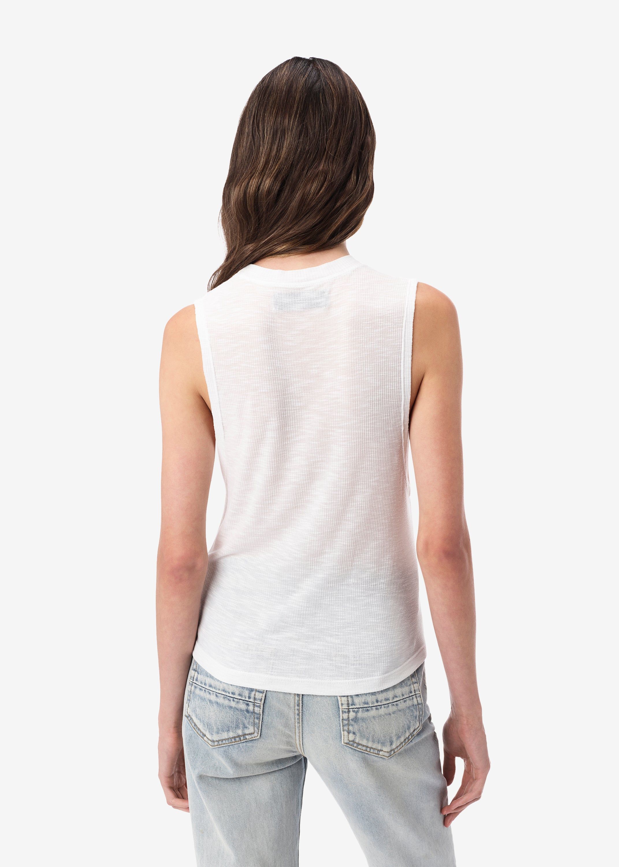 WOMEN - RIBBED CROP MUSCLE JERSEY TANK - WHITE sold by AMIRI product image thumbnail 4