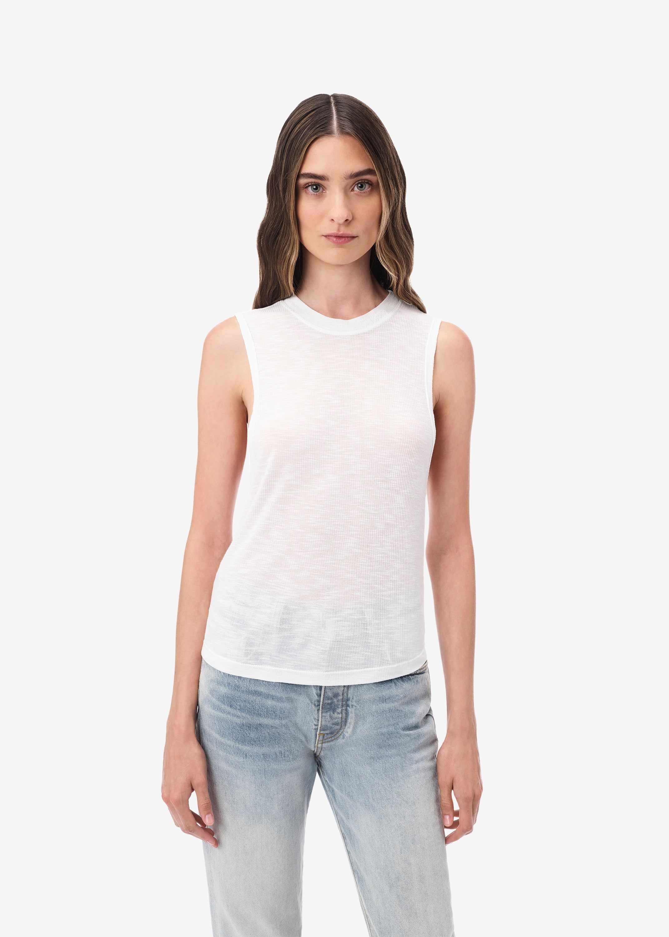 WOMEN - RIBBED CROP MUSCLE JERSEY TANK - WHITE sold by AMIRI product image thumbnail 2