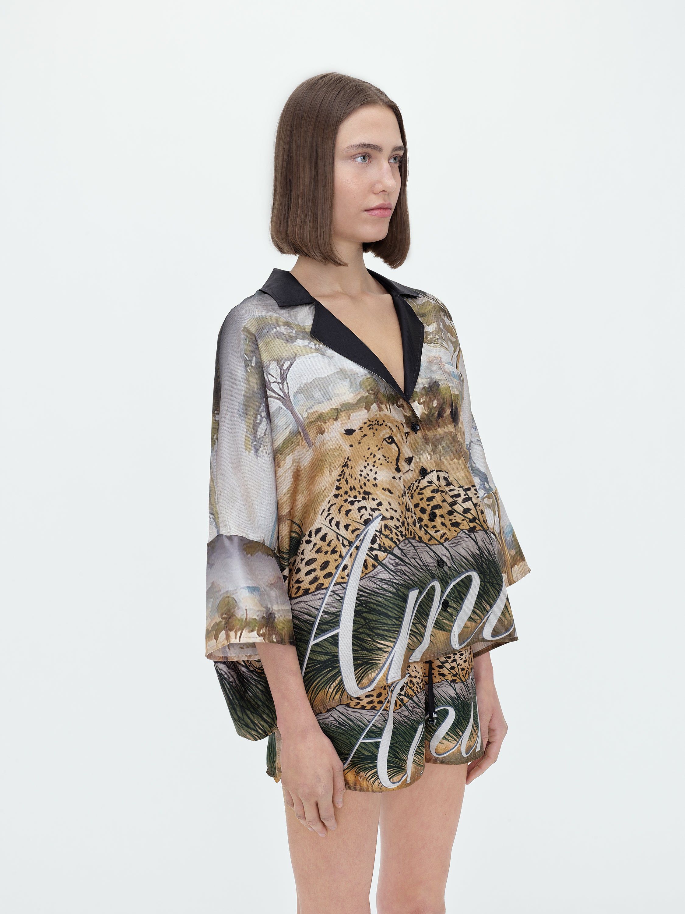 WOMEN - CHEETAH S/S SILK SHIRT - MULTI sold by AMIRI product image thumbnail 3
