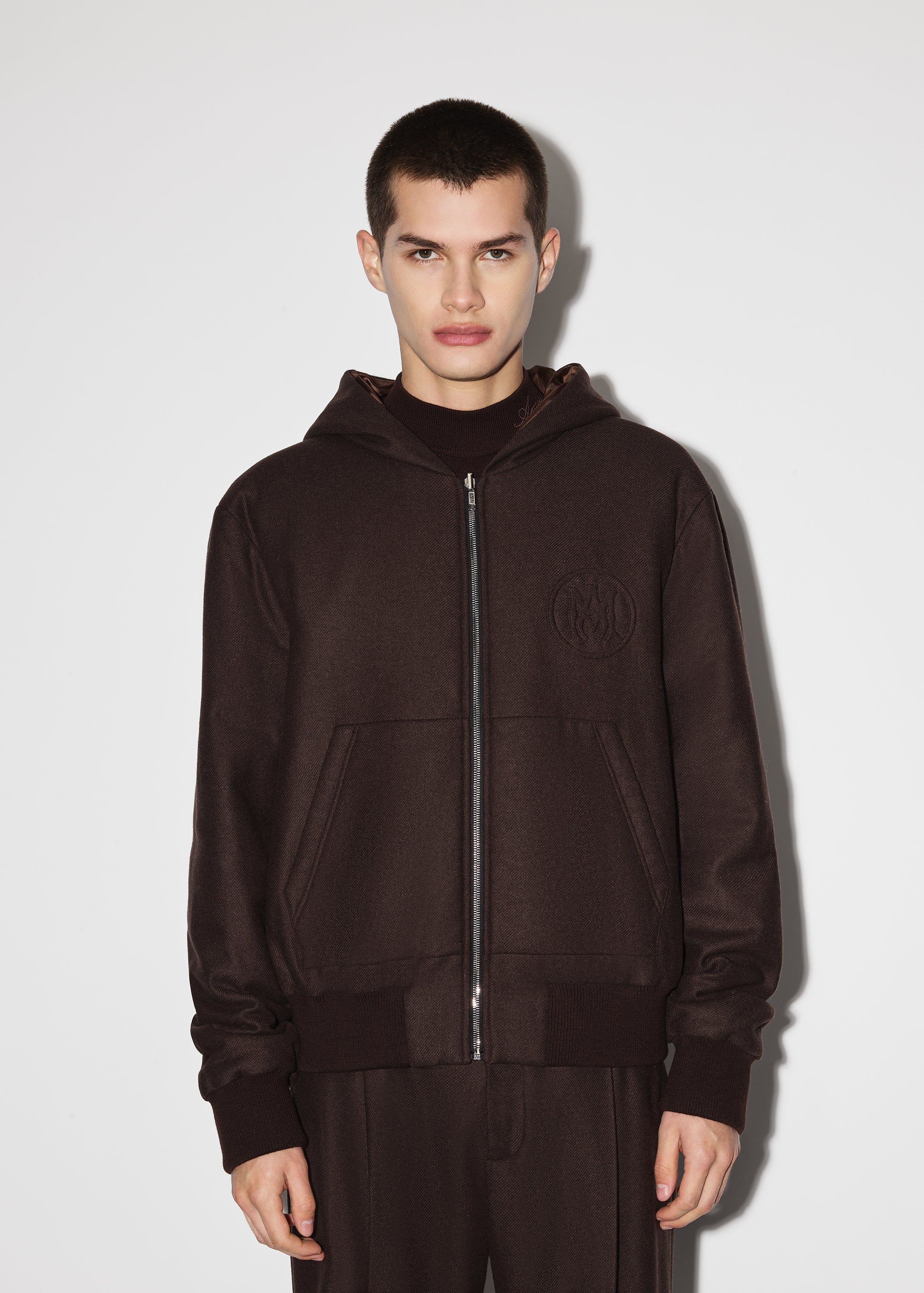 REVERSIBLE MA ZIP FRONT HOODIE - DARK BROWN sold by AMIRI product image thumbnail 5