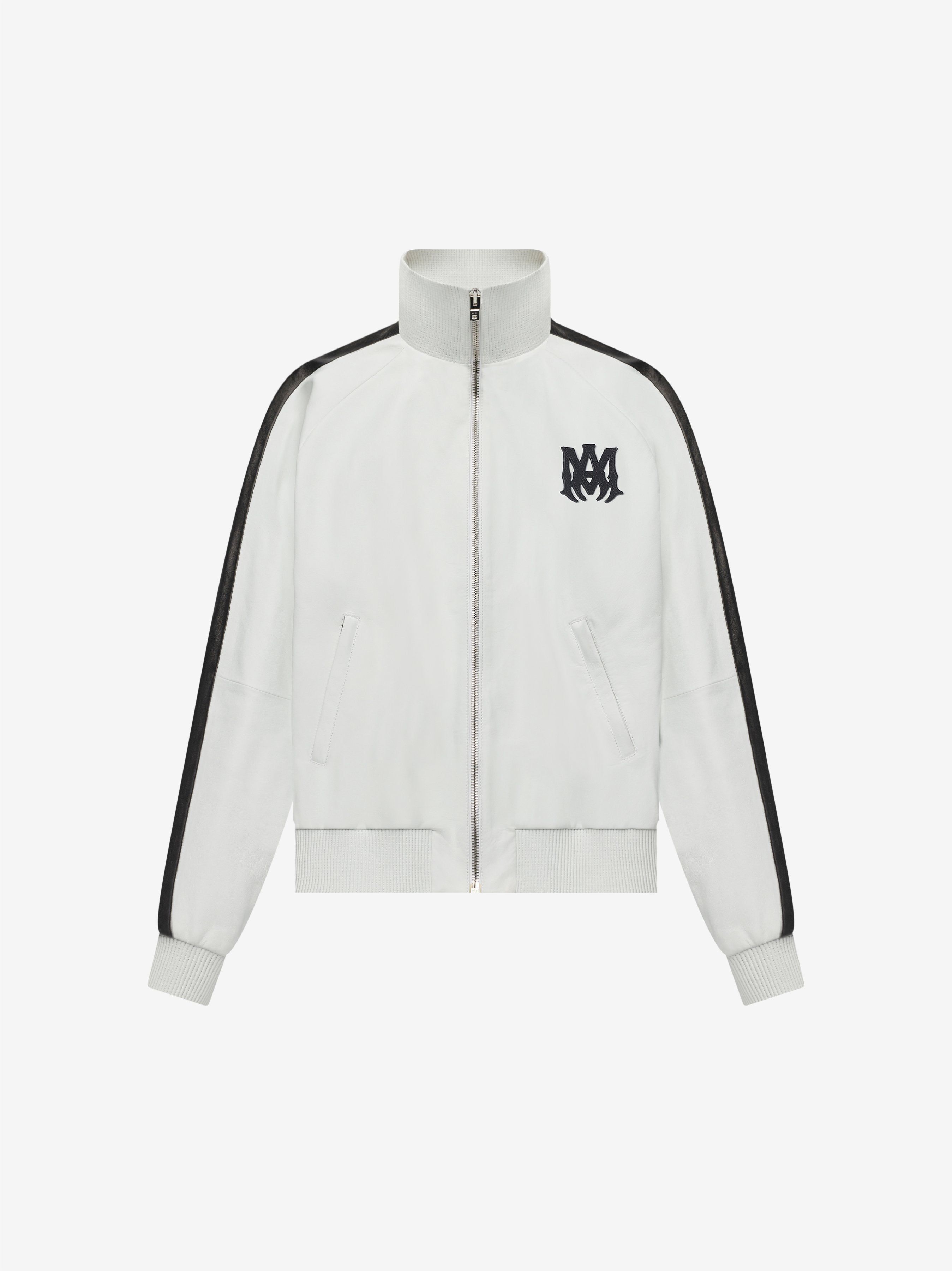 M.A. LEATHER ZIP TRACK JACKET - OPTICAL WHITE sold by AMIRI