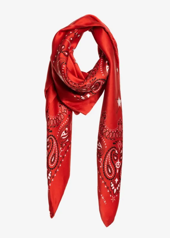 SILK SCARF BANDANA RED sold by AMIRI